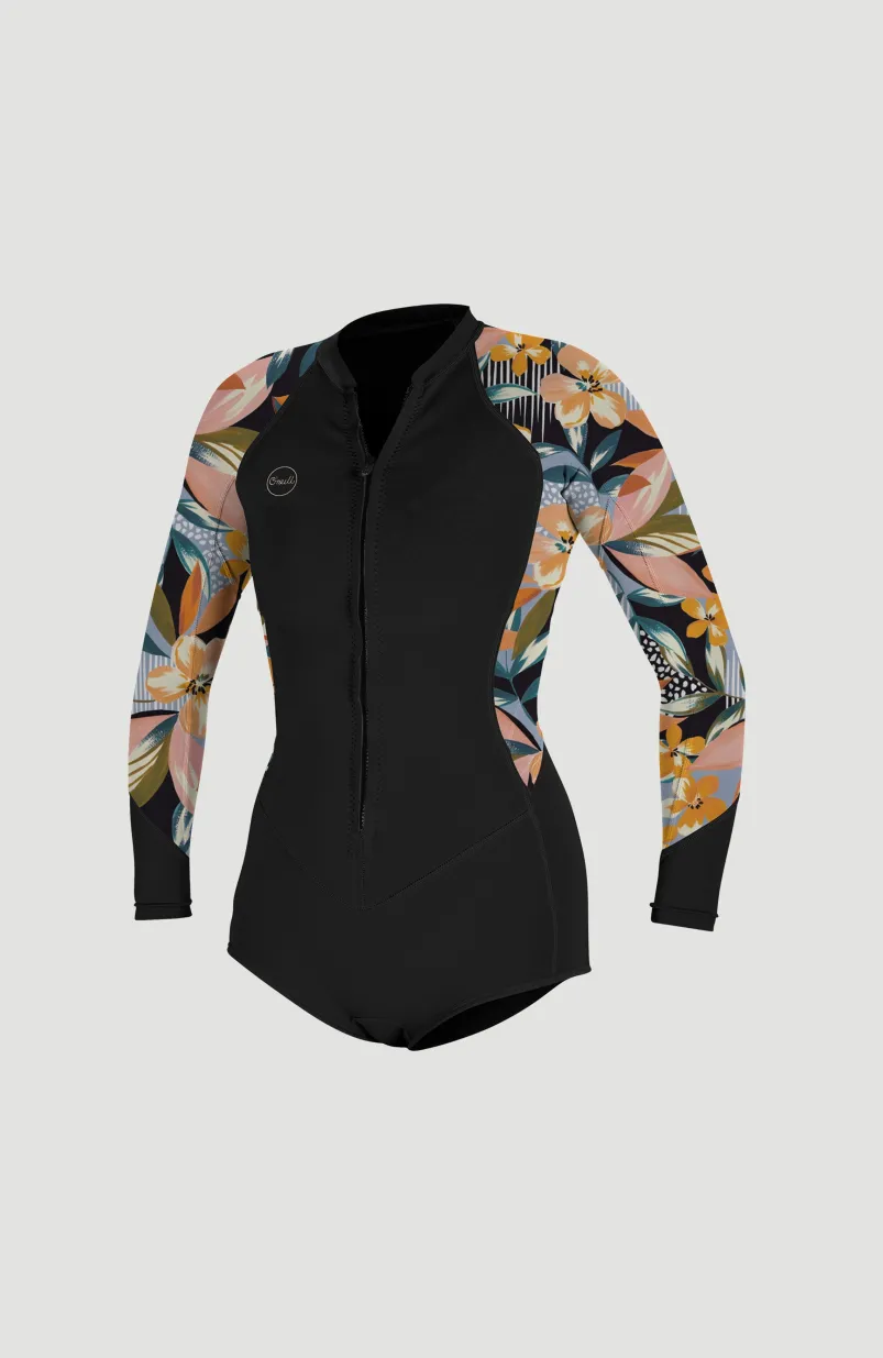Bahia 2/1mm Front Zip Long Sleeve Spring Wetsuit | BLK/DEMIFLOR/DEMIFLOR
