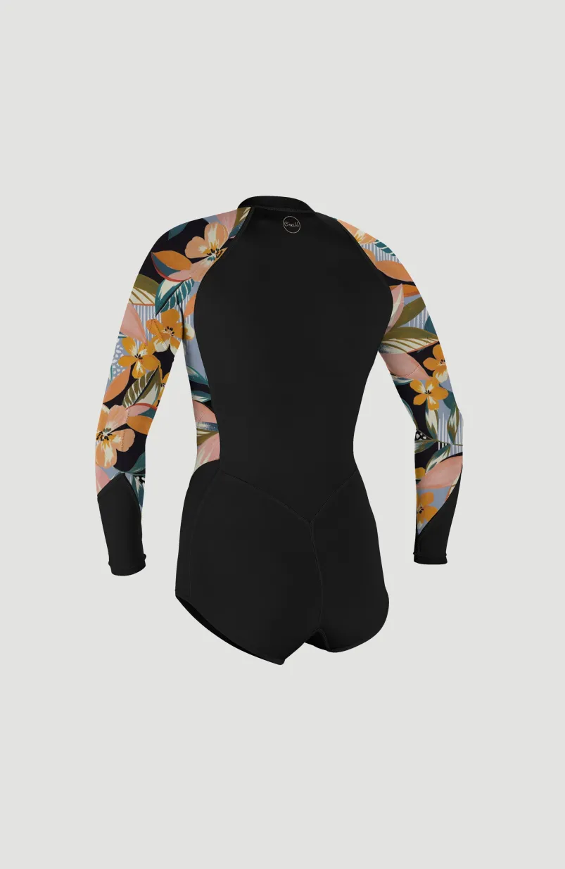 Bahia 2/1mm Front Zip Long Sleeve Spring Wetsuit | BLK/DEMIFLOR/DEMIFLOR
