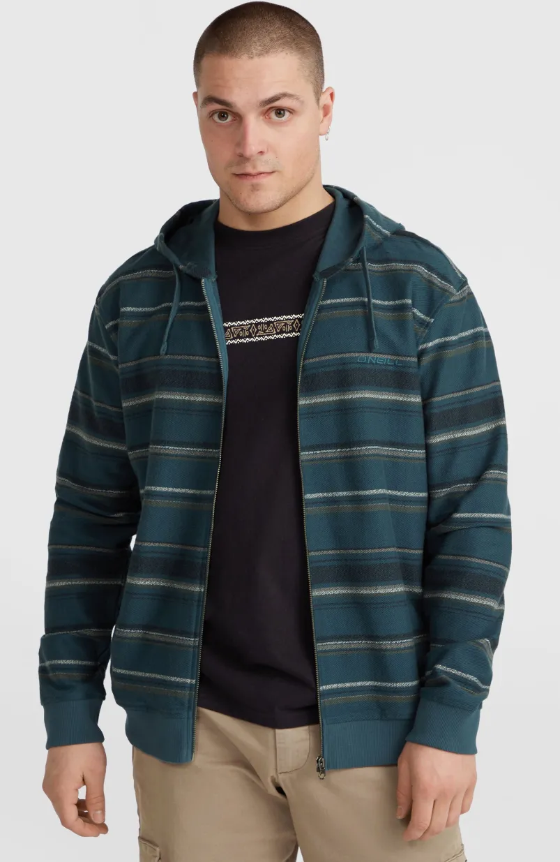 Bavaro Capuchonvest Met Volledige Rits | Blue Ikat Stripe