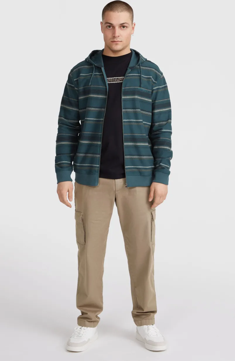 Bavaro Capuchonvest Met Volledige Rits | Blue Ikat Stripe