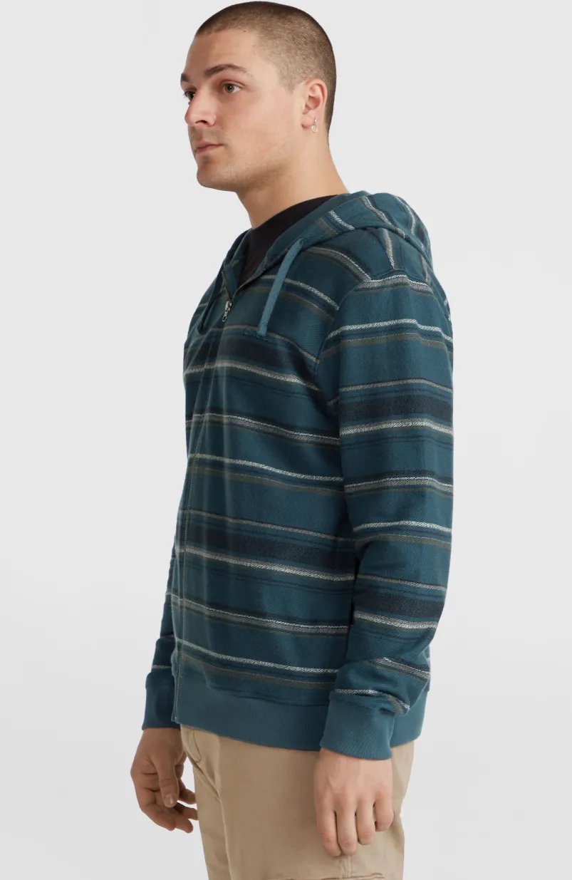 Bavaro Capuchonvest Met Volledige Rits | Blue Ikat Stripe