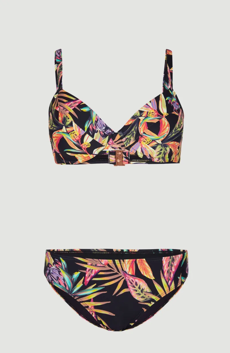 Bikini Julia Wb - Rita Moulded Wire | Black Tropical Flower