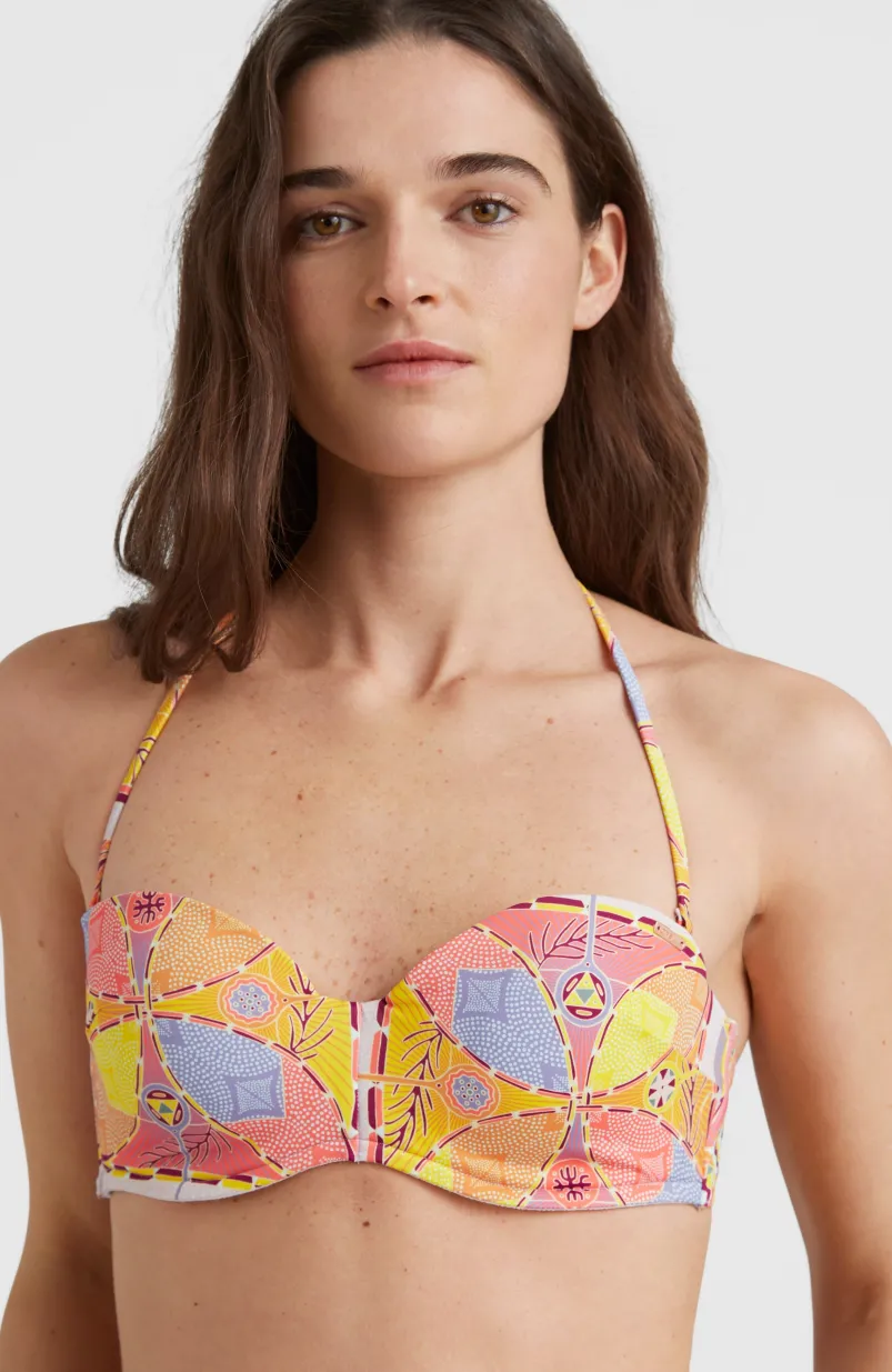 Bikinitop Havaa Mould Wire Bandeau | Yellow Scarf Print