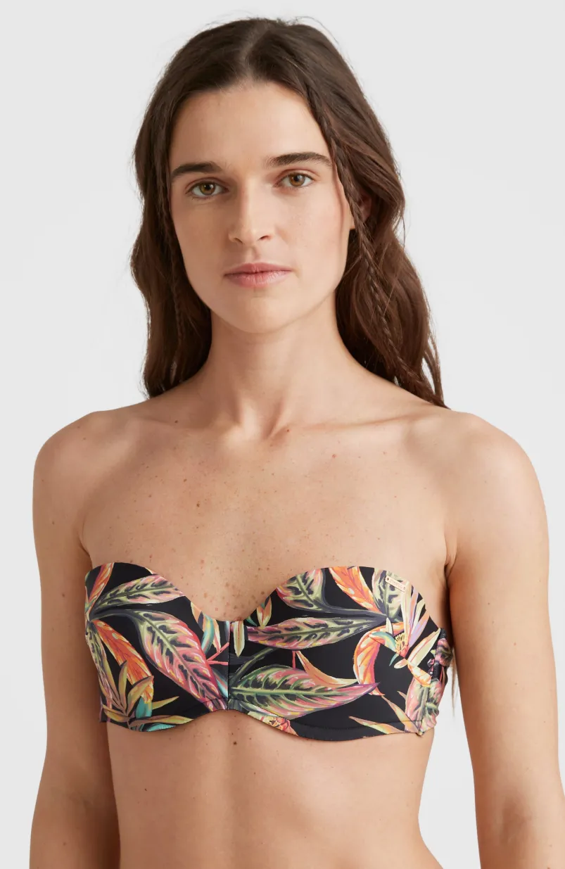 Bikinitop Havaa Mould Wire Bandeau | Black Tropical Flower