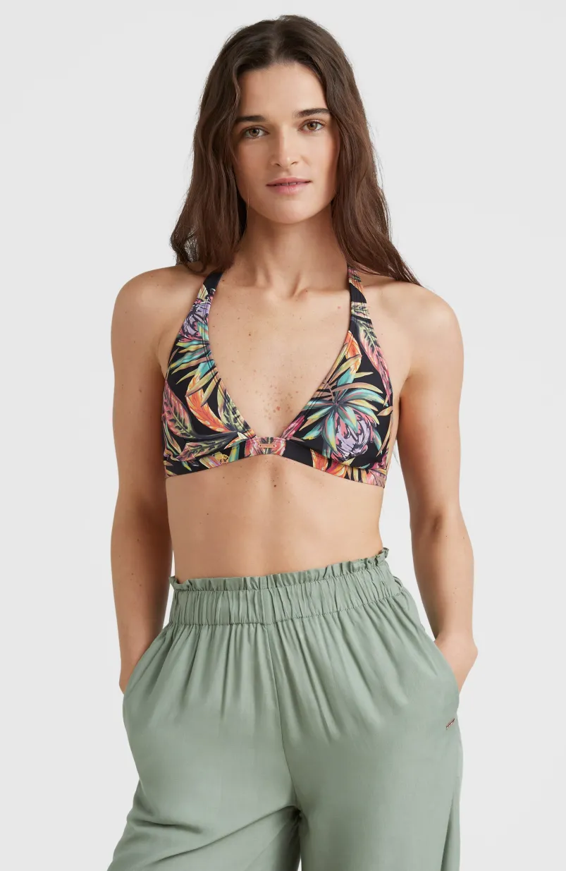 Bikinitop Marga Halter | Black Tropical Flower