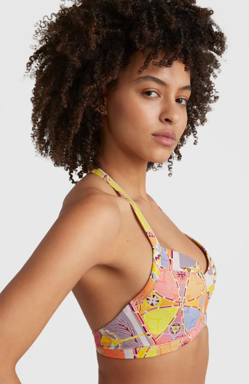 Bikinitop Panama Mould Wire Bra | Yellow Scarf Print