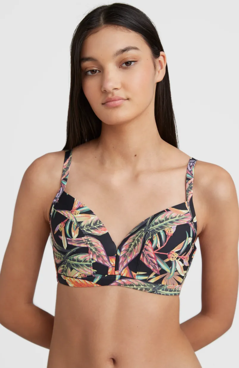 Bikinitop Panama Mould Wire Bra | Black Tropical Flower