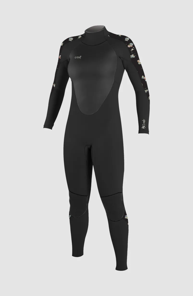 Epic 4/3mm Back Zip Full Wetsuit | BLACK/BLACK/CINDY DAISY