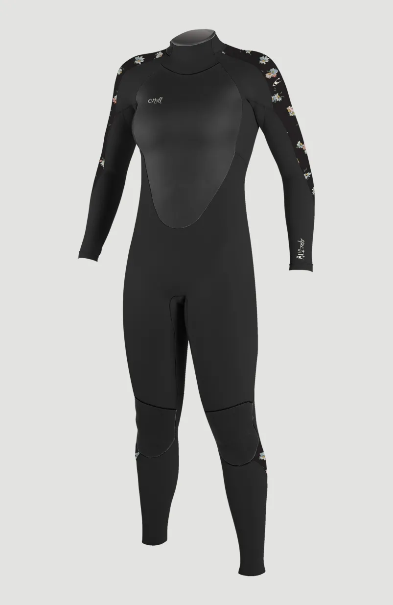 Epic 5/4mm Back Zip Full Wetsuit | BLACK/BLACK/CINDY DAISY