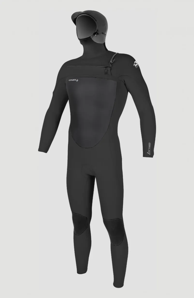 Epic 6/5/4mm Chest Zip Full Wetsuit With Hood | BLACK/BLACK