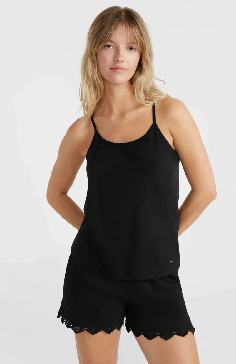 Essentials Ava Tanktop Met Kant | Black Out