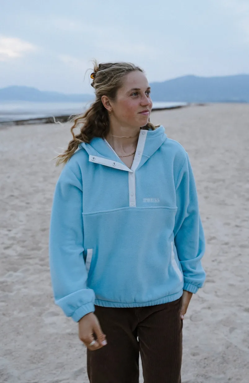 Hoodie Superfleece Met Halve Rits | Adley Blue