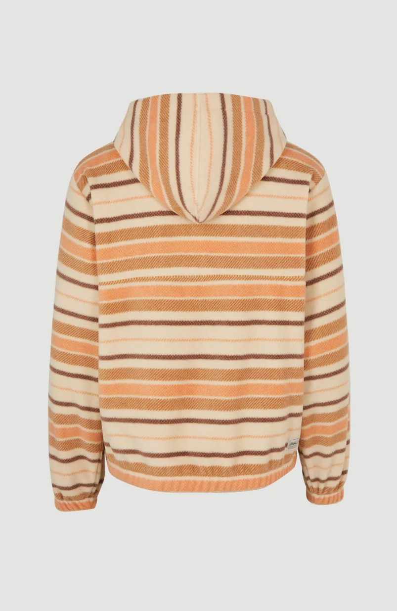 Hoodie Superfleece Met Halve Rits | White Crossover Stripe