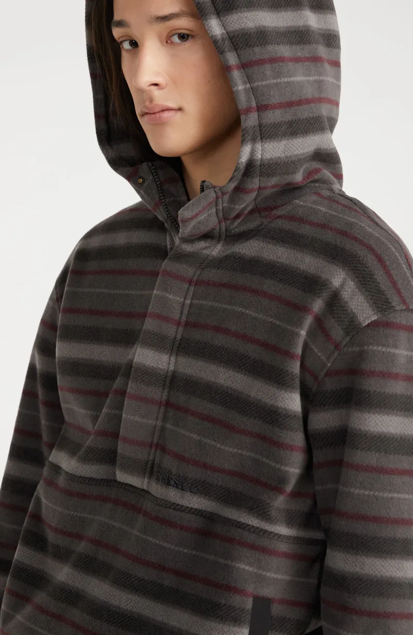 Hoodie Superfleece Met Halve Rits | Grey Crossover Stripe