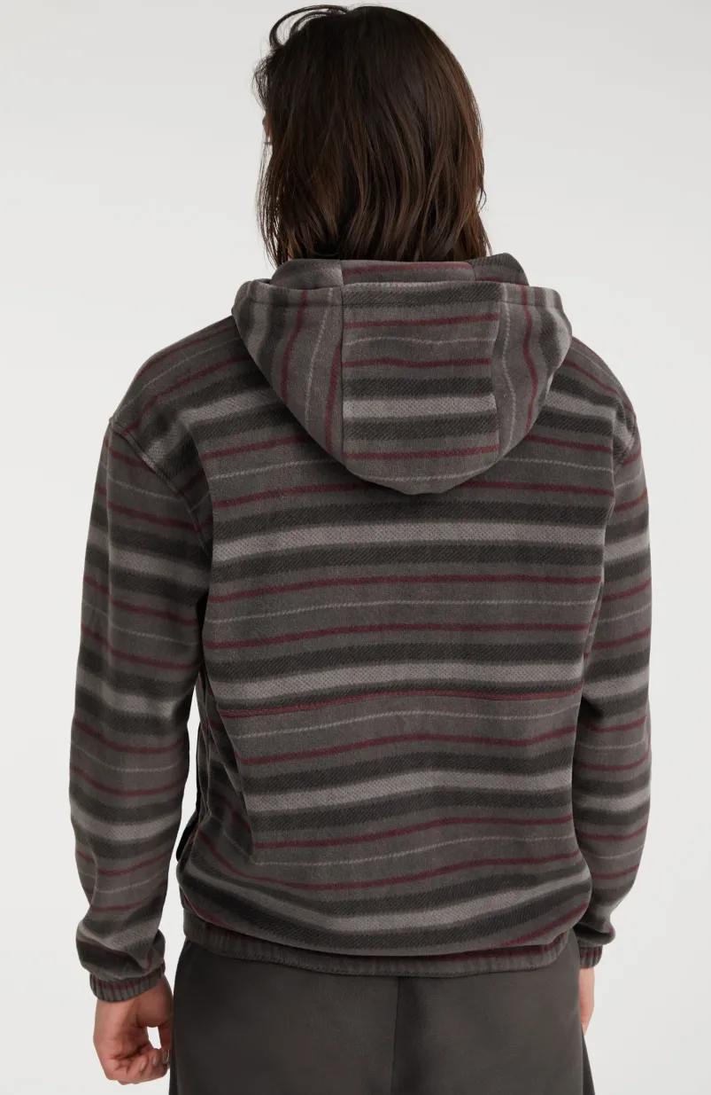 Hoodie Superfleece Met Halve Rits | Grey Crossover Stripe