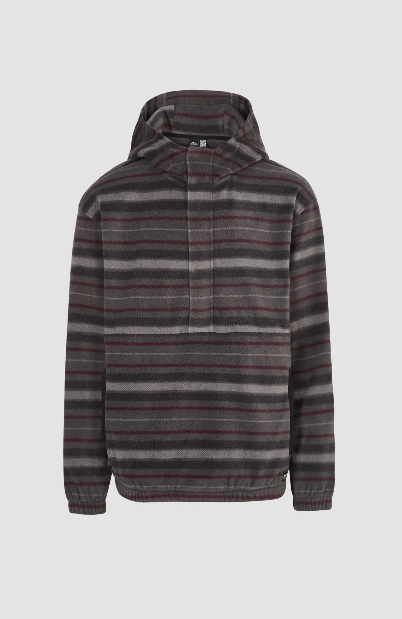 Hoodie Superfleece Met Halve Rits | Grey Crossover Stripe