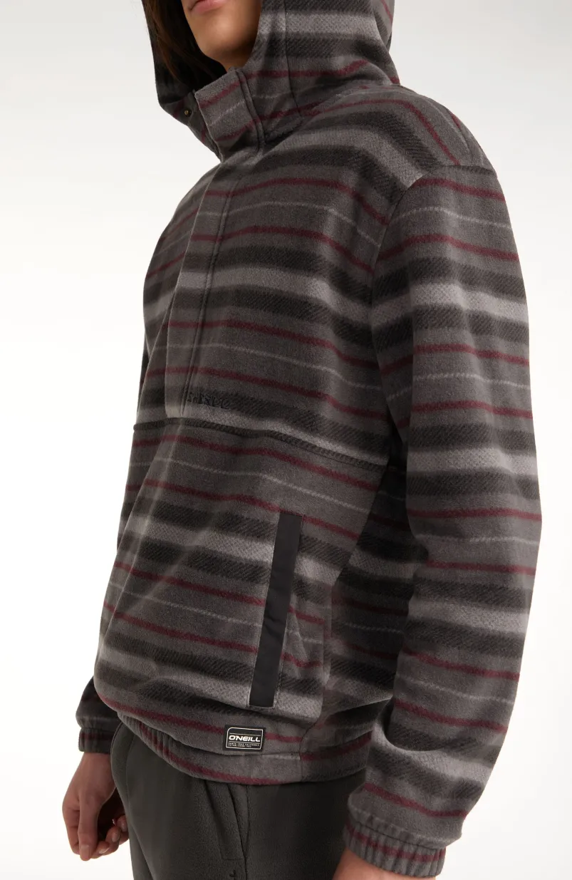 Hoodie Superfleece Met Halve Rits | Grey Crossover Stripe