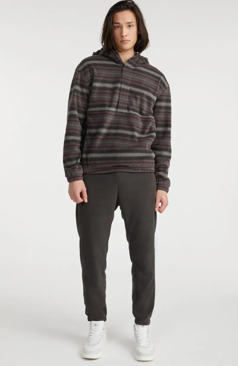 Hoodie Superfleece Met Halve Rits | Grey Crossover Stripe