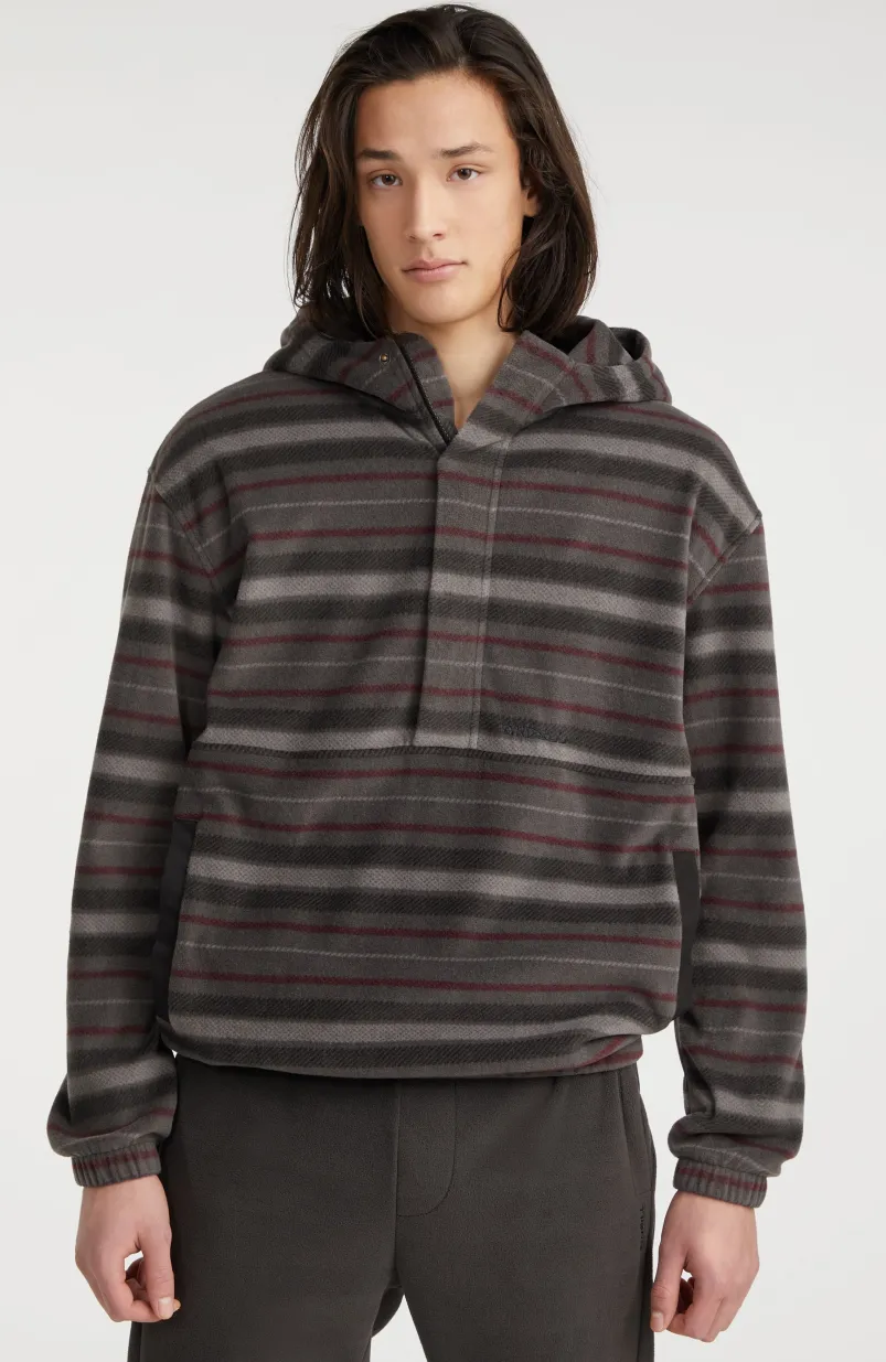 Hoodie Superfleece Met Halve Rits | Grey Crossover Stripe
