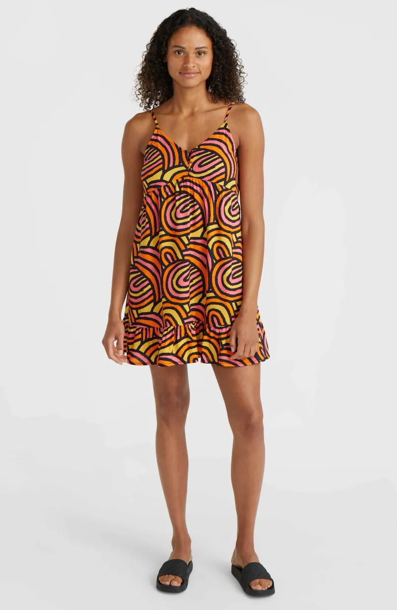 Malu Beach Jurk | Orange Rainbow Stripe