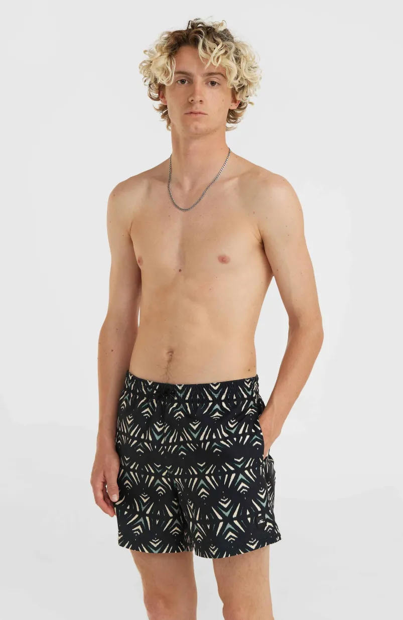 Mix And Match Cali Print 15'' Zwembroek | Black Fade IKAT