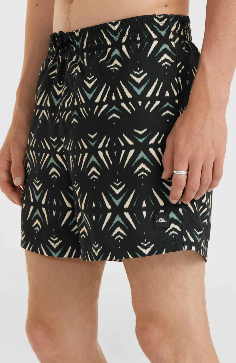 Mix And Match Cali Print 15'' Zwembroek | Black Fade IKAT