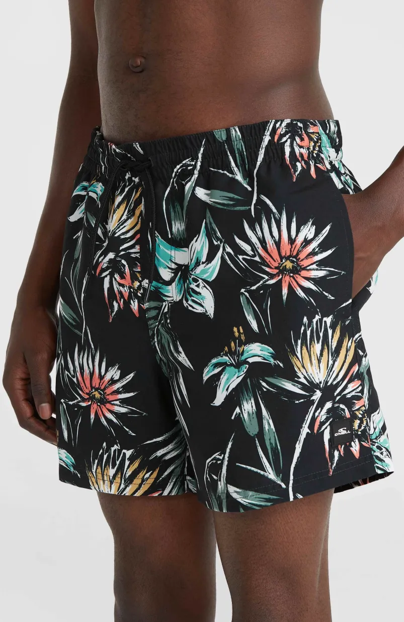 Mix And Match Cali Print 15'' Zwembroek | Black Tropicana