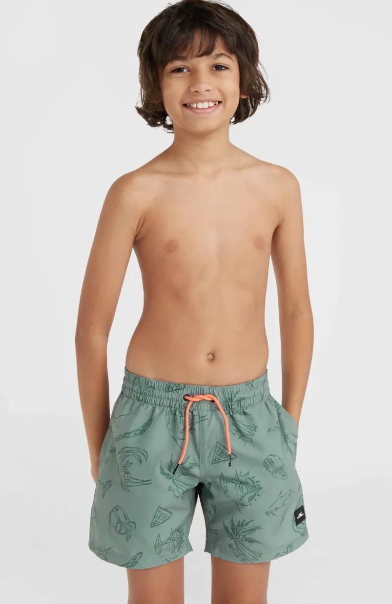 Mix And Match Cali Print 13'' Zwembroek | Green Vintage Surfer