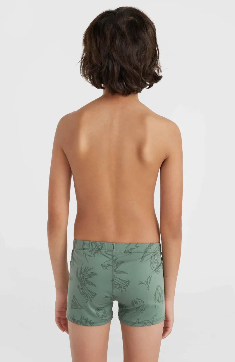 Mix And Match Crazy 8" Zwemboxer | Green Vintage Surfer