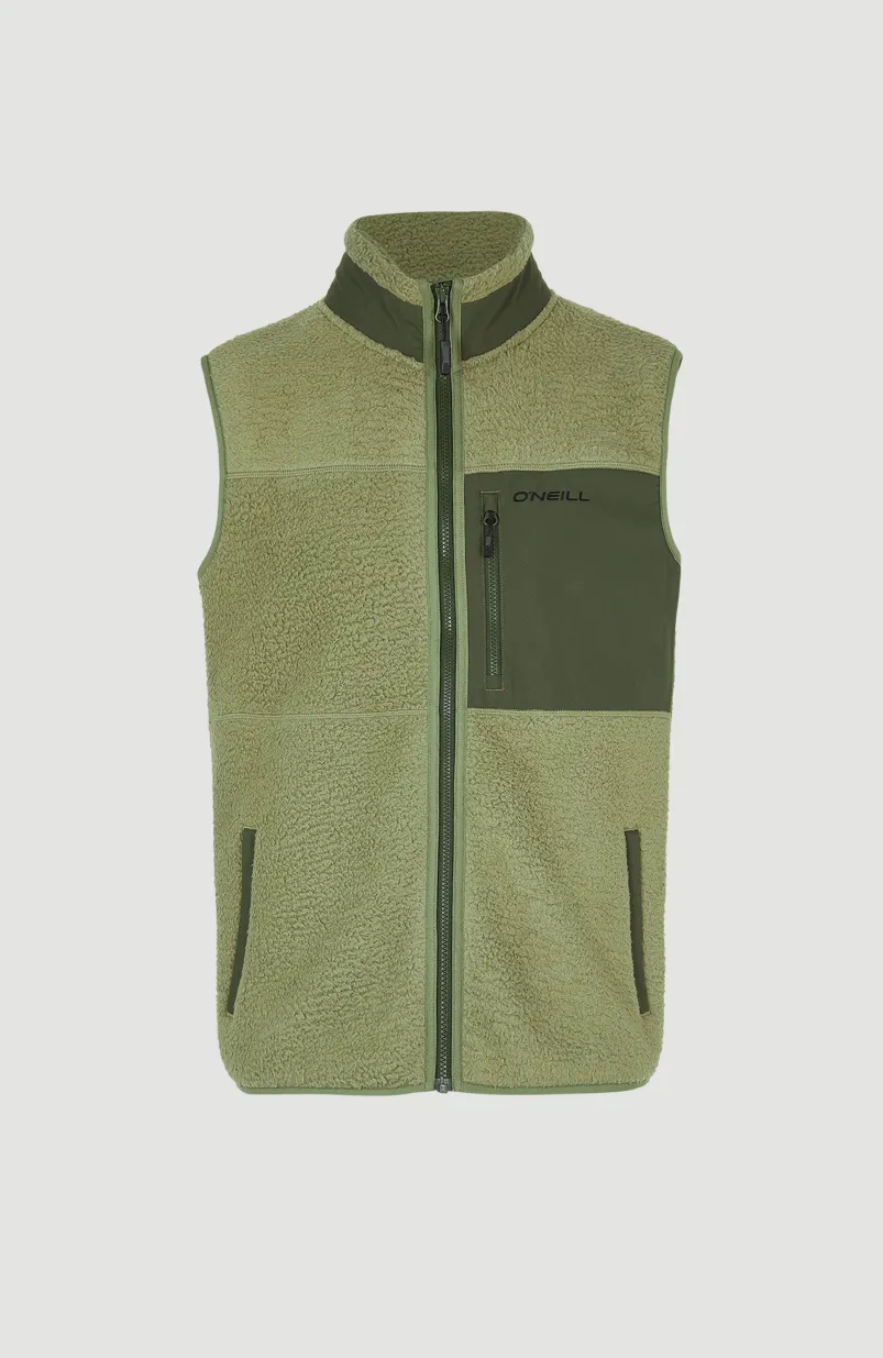 Mouwloos Vest High-Pile | Deep Lichen Green