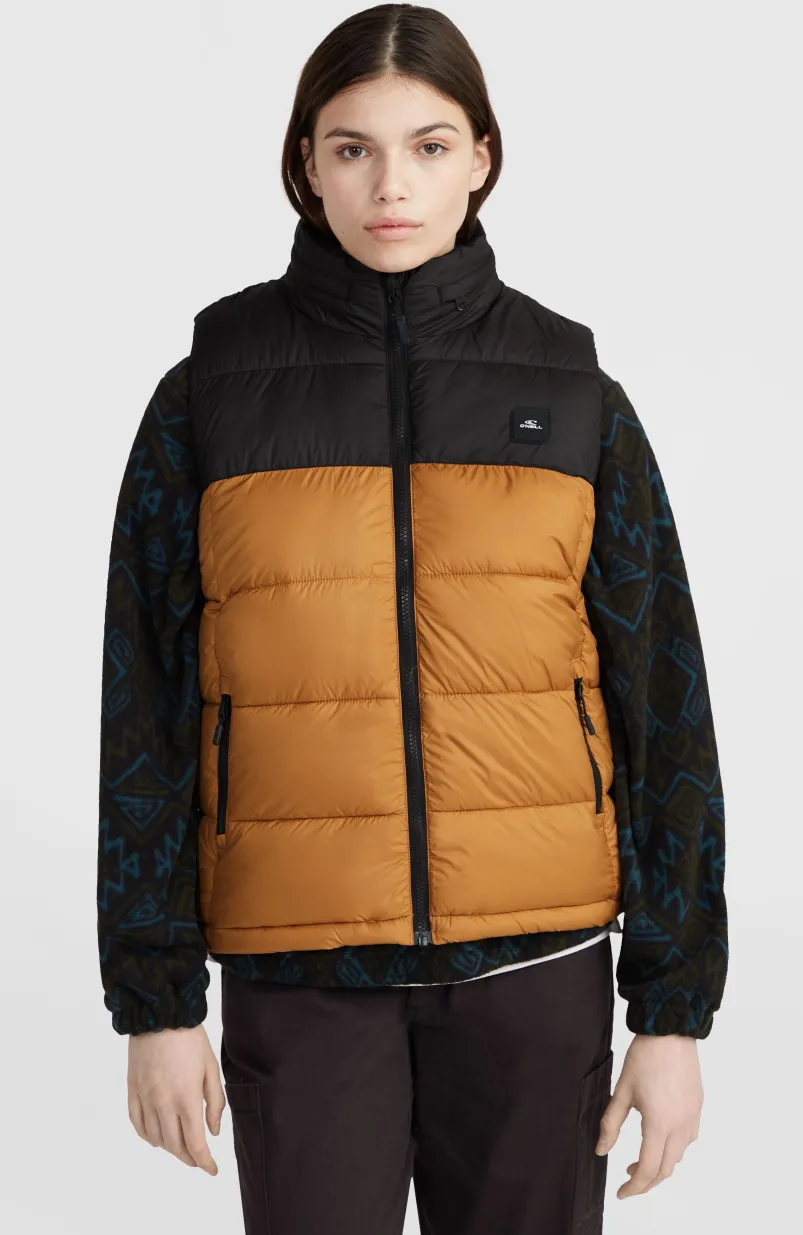 O'Riginals Puffer Bodywarmer | Rich Caramel Colour Block