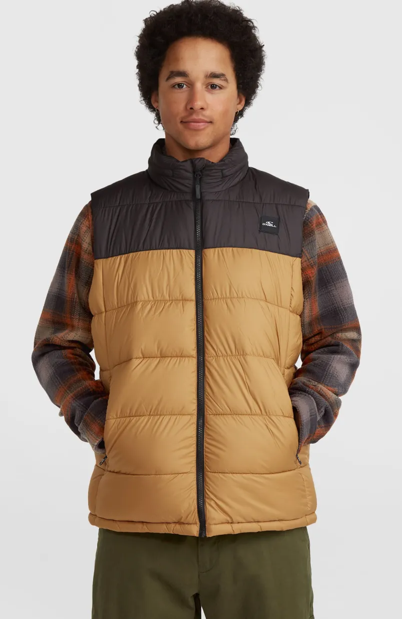 O'Riginals Puffer Bodywarmer | Rich Caramel Colour Block