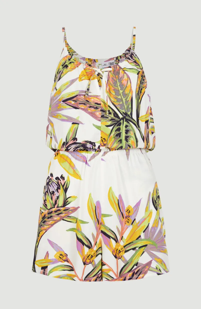 Playsuit Leina | White Tropical Flower