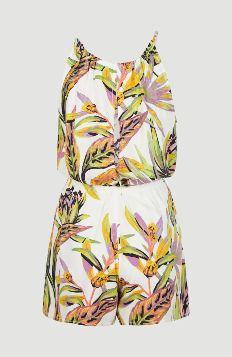 Playsuit Leina | White Tropical Flower