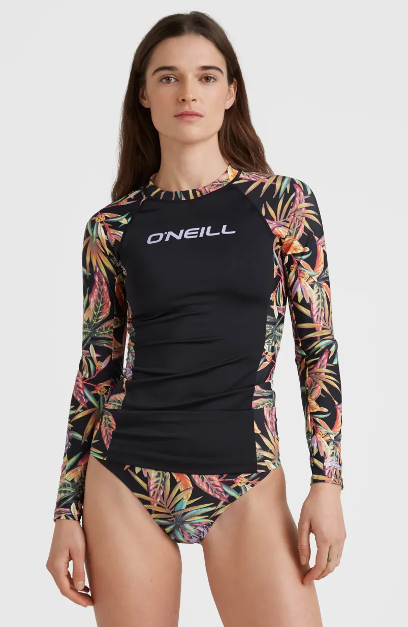 Shirt Anglet Met Lange Mouwen En Beschermingsfactor UPF 50+ | Black Tropical Flower