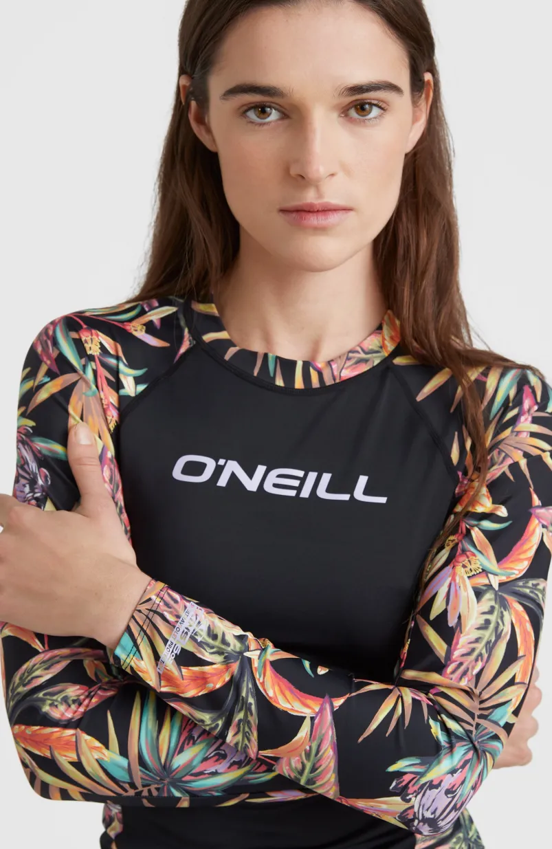 Shirt Anglet Met Lange Mouwen En Beschermingsfactor UPF 50+ | Black Tropical Flower