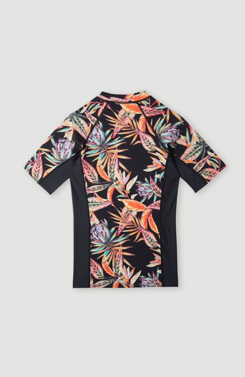 Shirt O'Neill Printed Met Korte Mouwen | Black Tropical Flower