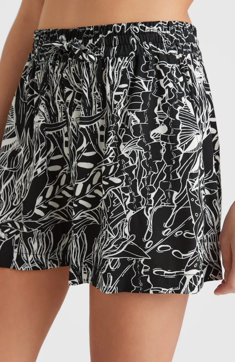 Short Java Wave Met Hoge Taille | White . Black Comic Seaweed