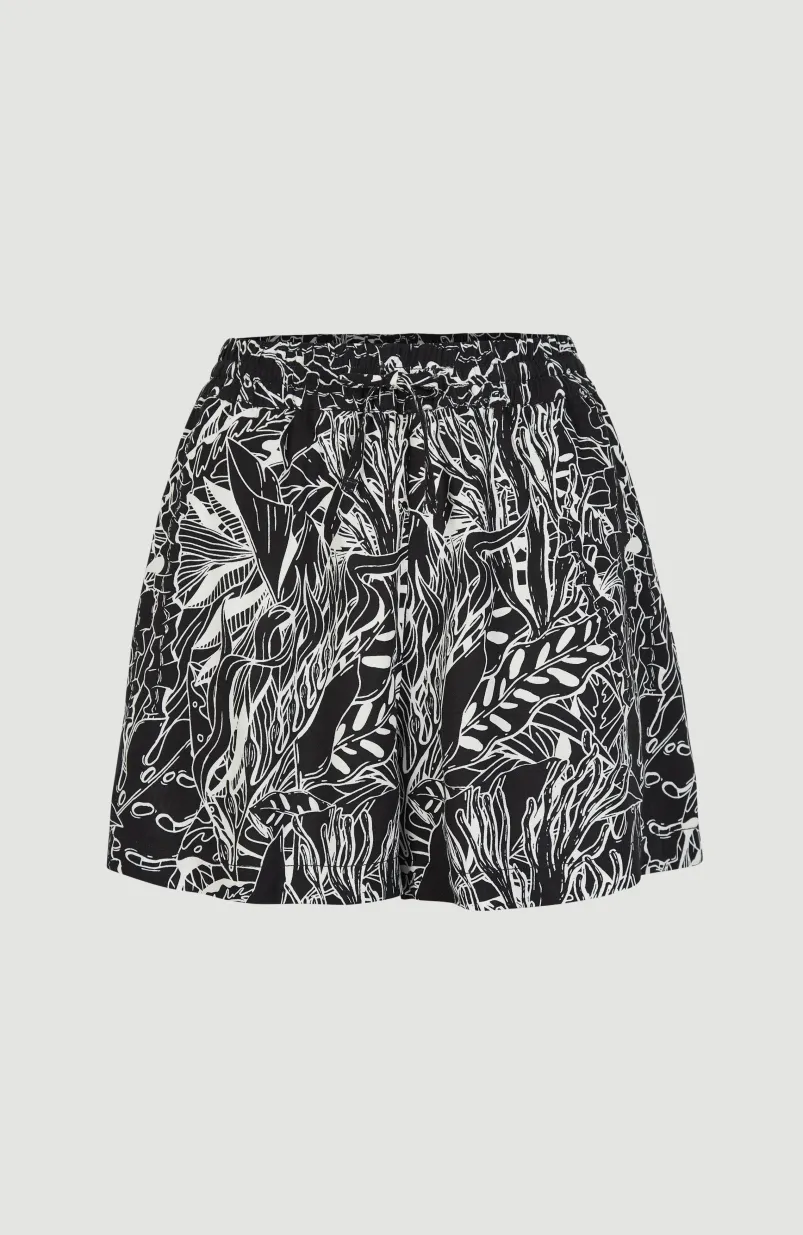 Short Java Wave Met Hoge Taille | White . Black Comic Seaweed