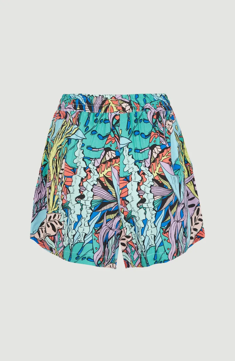 Short Java Wave Met Hoge Taille | Blue Comic Seaweed