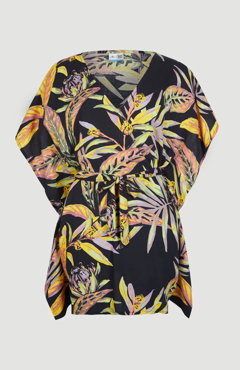 Strandjurk Hana | Black Tropical Flower