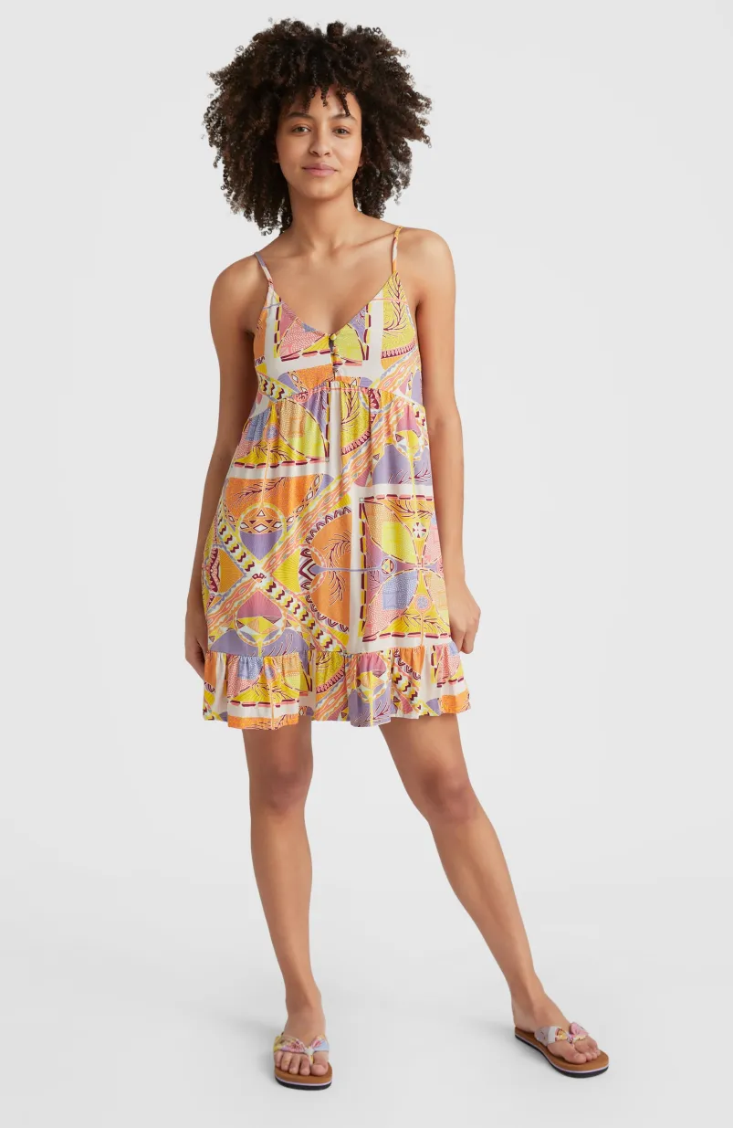 Strandjurk Malu | Yellow Scarf Print