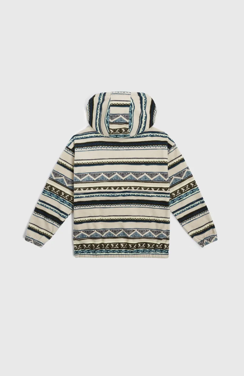 Superfleece Hoodie Met Halve Rits | Grey Ikat Stripe