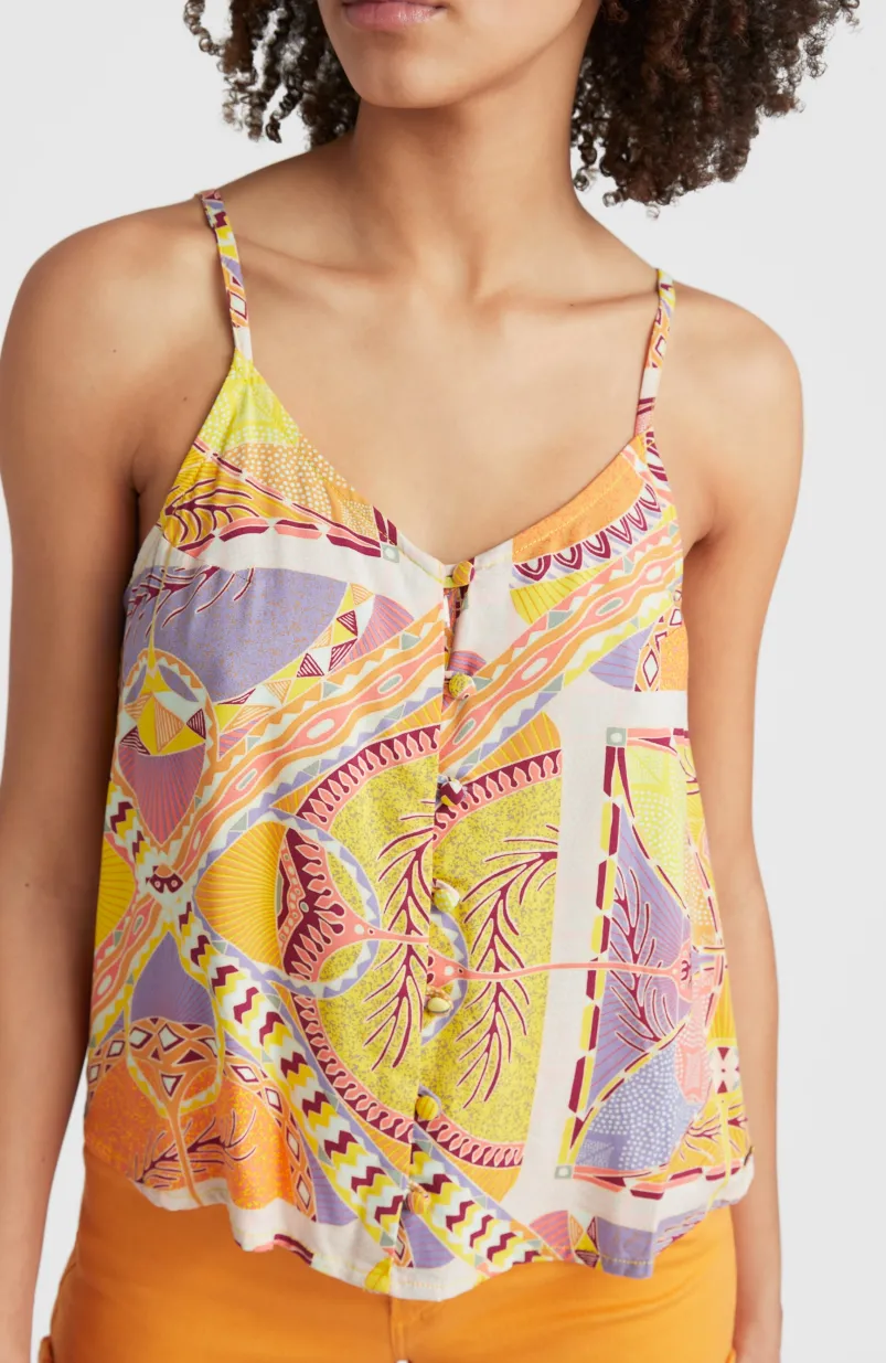 Tanktop Tiare Woven | Yellow Scarf Print