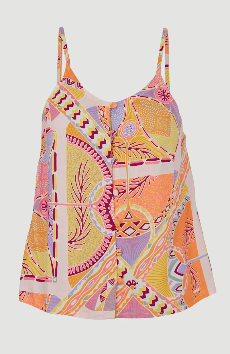 Tanktop Tiare Woven | Yellow Scarf Print