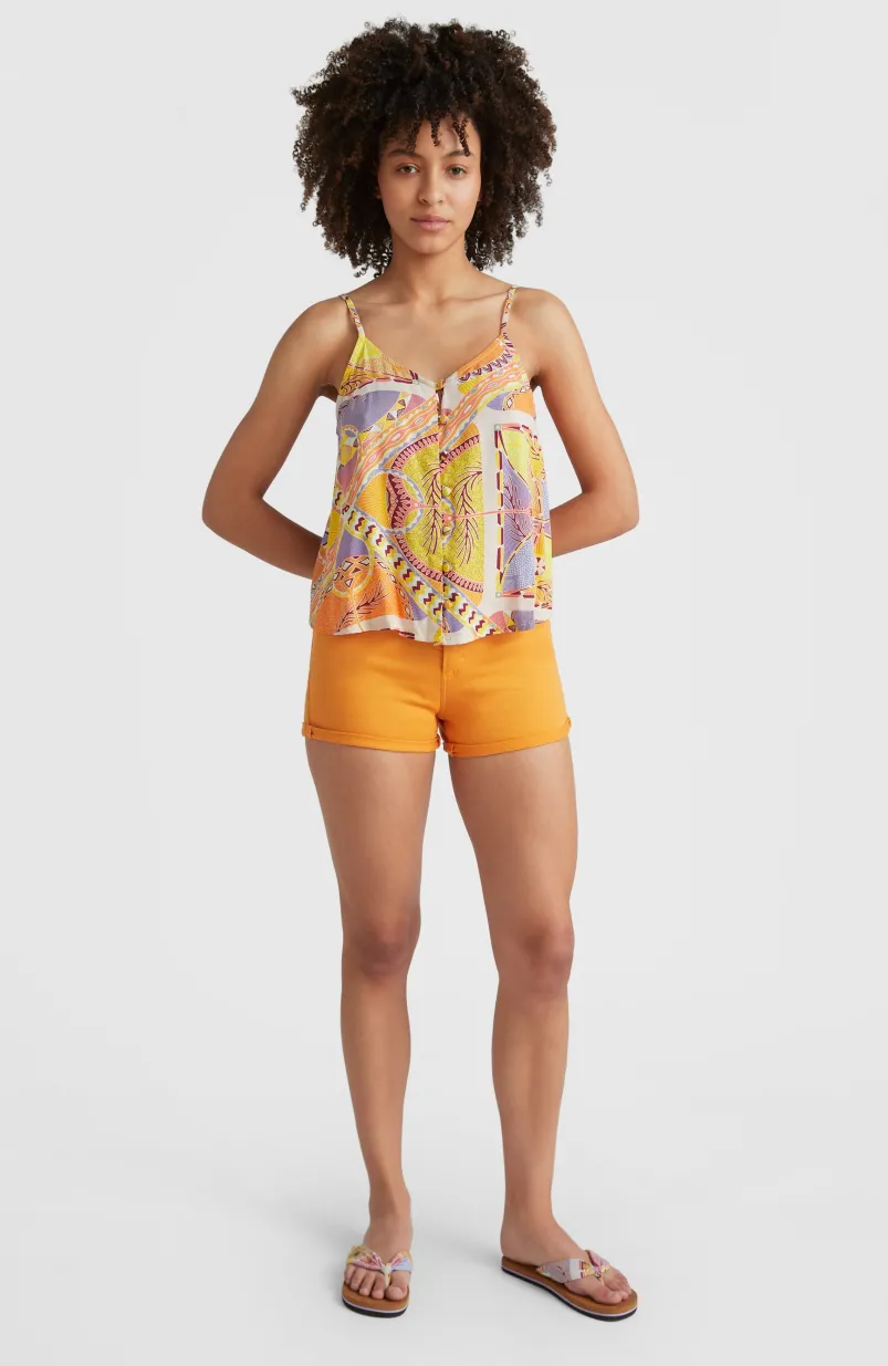 Tanktop Tiare Woven | Yellow Scarf Print