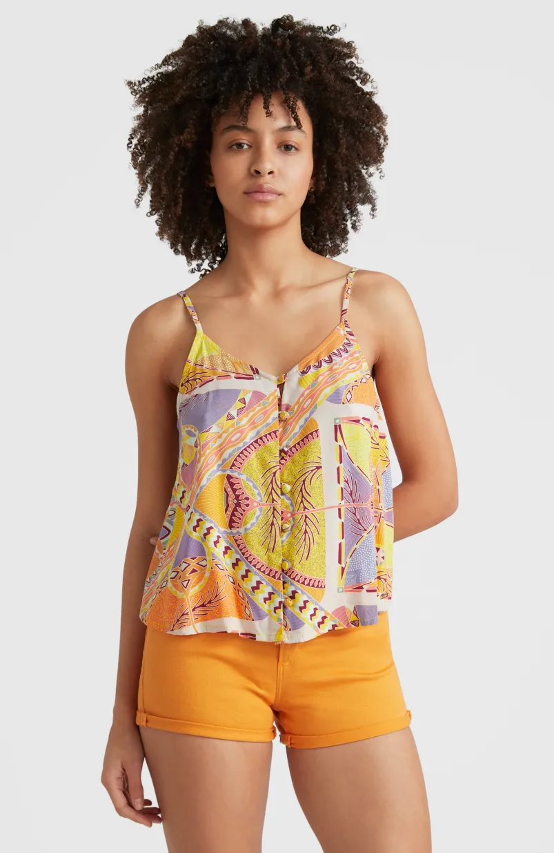 Tanktop Tiare Woven | Yellow Scarf Print