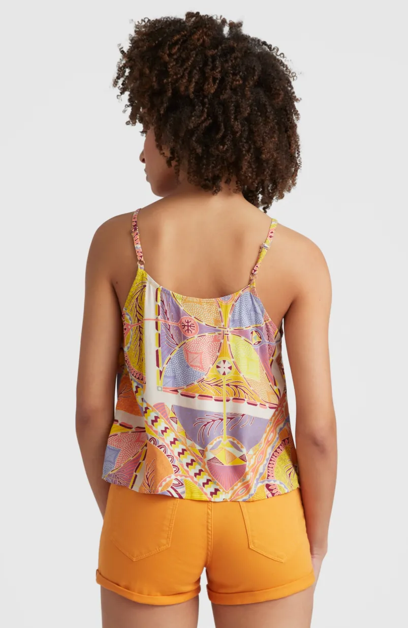 Tanktop Tiare Woven | Yellow Scarf Print