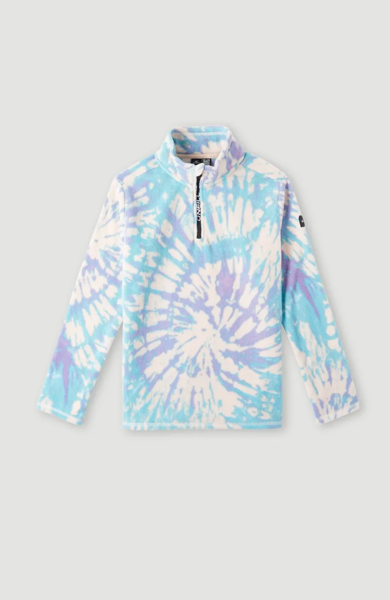 Trui Printed Fleece Met Halve Rits | Pink Tie Dye