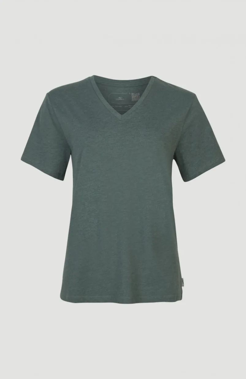 T-shirt Essentials Met V-hals | Balsam Green